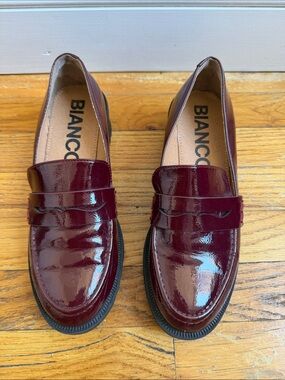 Bianco Women's Patent Burgundy Loafers